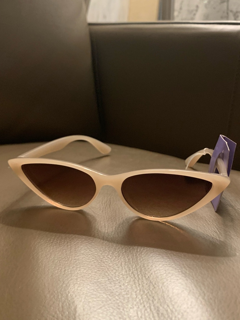 Claire's Beige Cat Eye Sunglasses with Brown Gradient Lenses